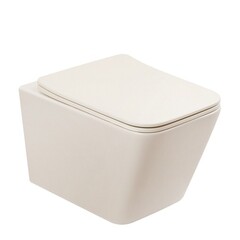 Унитаз подвесной Abber Rechteck безободковый светло-бежевый матовый с сиденьем дюропласт микролифт (AC1201MBE) - фото 1