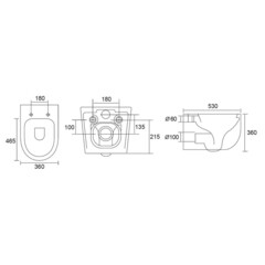 Унитаз подвесной Abber Bequem безободковый черный матовый с сиденьем дюропласт микролифт смыв торнадо (AC1104TMB) - фото 2