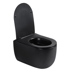 Унитаз подвесной Abber Bequem безободковый черный матовый с сиденьем дюропласт микролифт смыв торнадо (AC1104TMB) - фото 7