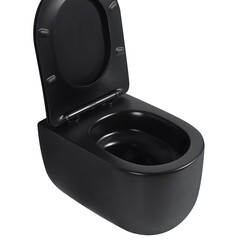 Унитаз подвесной Abber Bequem безободковый черный матовый с сиденьем дюропласт микролифт смыв торнадо (AC1104TMB) - фото 4