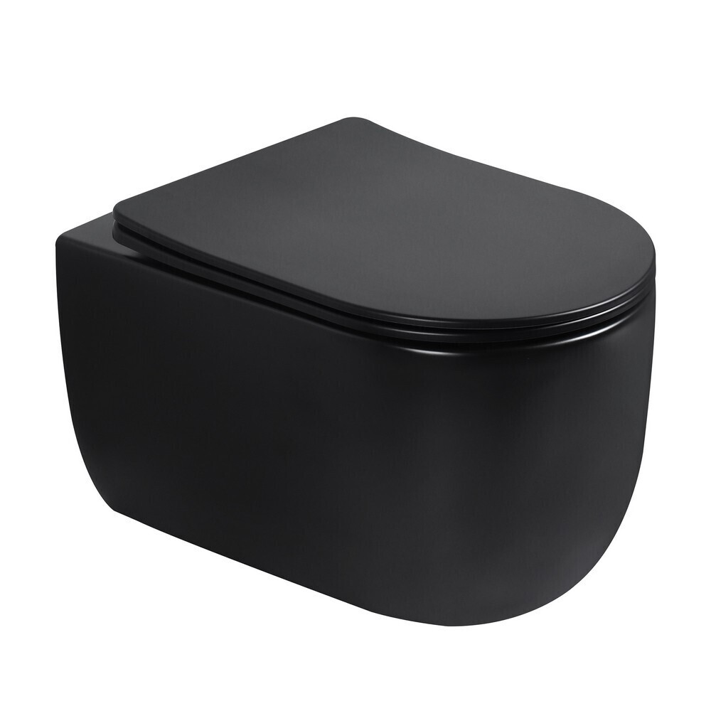 Изображение товара Подвесной унитаз Abber Bequem безободковый черный матовый с системой Торнадо