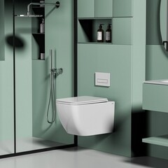 Унитаз подвесной Abber Ultra безободковый белый с сиденьем дюропласт микролифт (AC1303) - фото 3