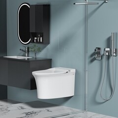 Унитаз подвесной Abber Bequem белый с сиденьем дюропласт микролифт с импульсным смывом (AC1124P) - фото 2