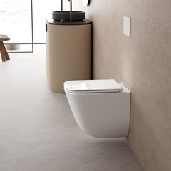 Унитаз подвесной Abber Rechteck безободковый белый с сиденьем дюропласт микролифт смыв торнадо (AC1220TC) - фото 3