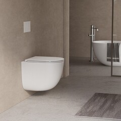 Унитаз подвесной Abber Bequem безободковый белый с сиденьем дюропласт микролифт смыв торнадо (AC1132TC) - фото 3