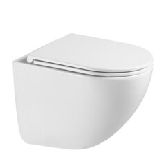 Изображение товара Унитаз подвесной Abber Bequem безободковый белый с сиденьем дюропласт микролифт смыв торнадо (AC1131TC)