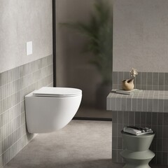 Унитаз подвесной Abber Bequem безободковый белый с сиденьем дюропласт микролифт смыв торнадо (AC1131TC) - фото 3