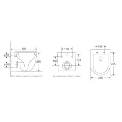 Унитаз подвесной Abber Bequem безободковый белый с сиденьем дюропласт микролифт смыв торнадо (AC1131TC) - фото 2