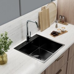 Мойка для кухни Mixline Pro 50х50х20 см врезная с сифоном сталь графит (556575/6544) - фото 3