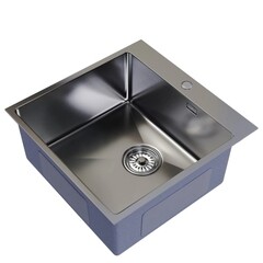 Изображение товара Мойка для кухни Mixline Pro 50х50х20 см врезная с сифоном сталь сатин (556573)