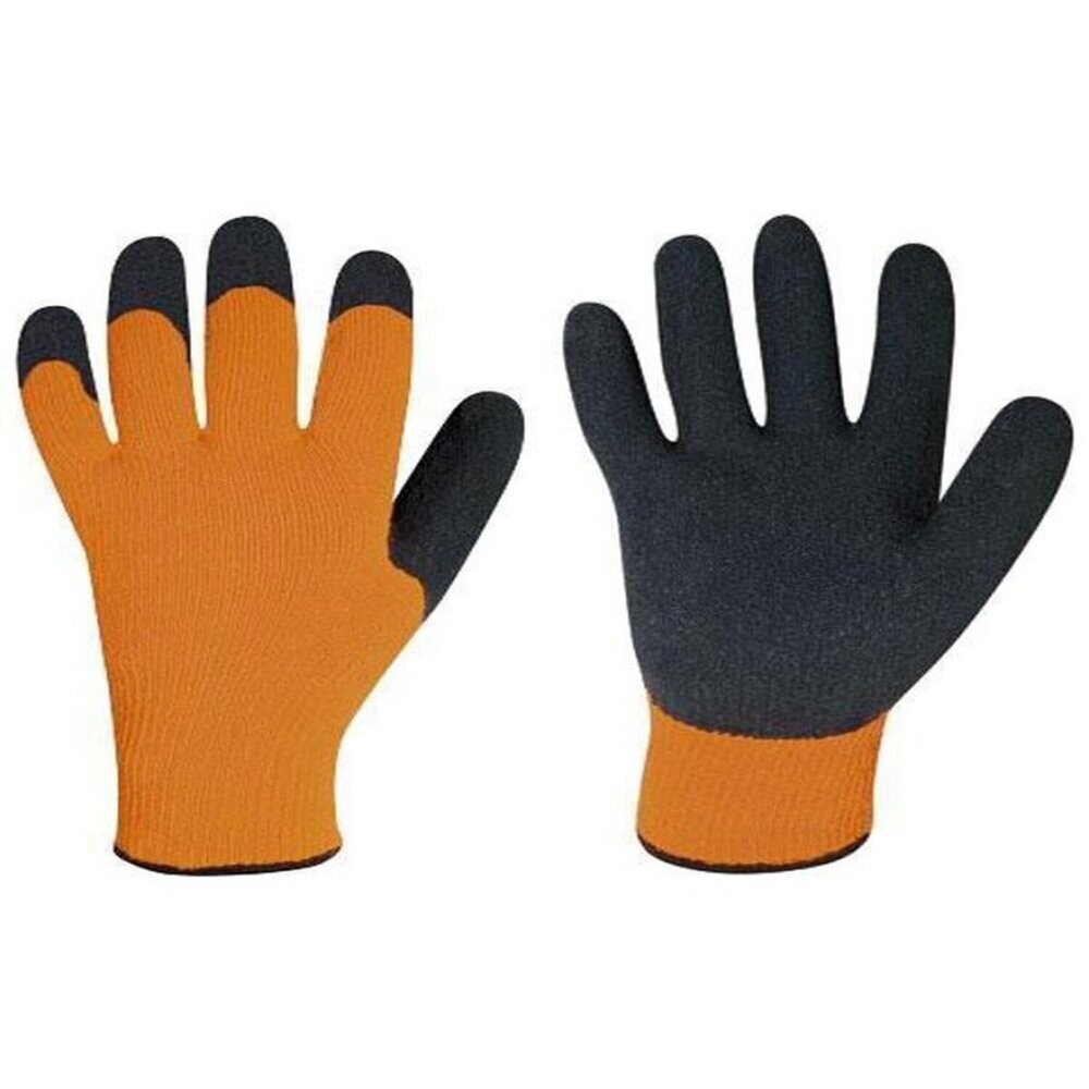 Изображение товара Акриловые утепленные перчатки с латексным обливом оранжевые L