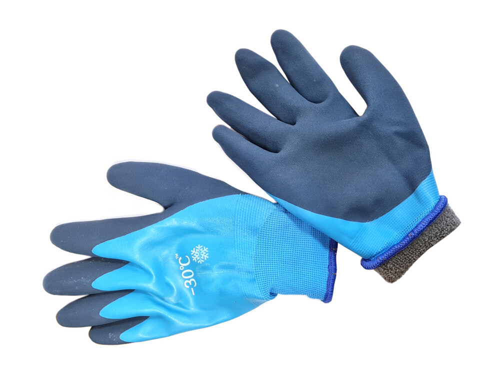 Изображение товара Перчатки акриловые с двойным латексным обливом утепленные синие 10 L