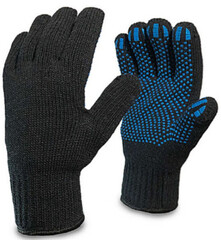 Перчатки х/б с ПВХ покрытием утепленные черные 9 (L) - фото 2