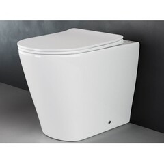 Унитаз напольный приставной Ceramicanova Highlight Rimless с горизонтальным выпуском с сиденьем дюропласт микролифт (CN1812) - фото 8