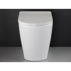 Унитаз напольный приставной Ceramicanova Highlight Rimless с горизонтальным выпуском с сиденьем дюропласт микролифт (CN1812) - фото 6