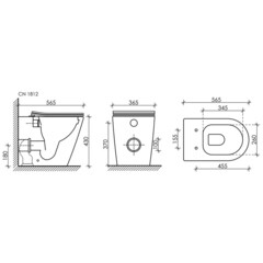 Унитаз напольный приставной Ceramicanova Highlight Rimless с горизонтальным выпуском с сиденьем дюропласт микролифт (CN1812) - фото 3