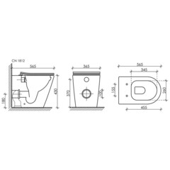Унитаз напольный приставной Ceramicanova Highlight Rimless с горизонтальным выпуском с сиденьем дюропласт микролифт (CN1812) - фото 2