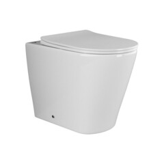 Унитаз напольный приставной Ceramicanova Highlight Rimless с горизонтальным выпуском с сиденьем дюропласт микролифт (CN1812)