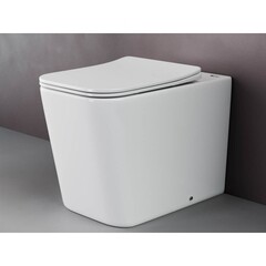 Унитаз напольный приставной Ceramicanova Cubic Rimless с горизонтальным выпуском с сиденьем дюропласт микролифт (CN1809) - фото 8