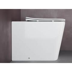 Унитаз напольный приставной Ceramicanova Cubic Rimless с горизонтальным выпуском с сиденьем дюропласт микролифт (CN1809) - фото 7