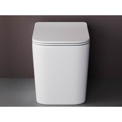 Унитаз напольный приставной Ceramicanova Cubic Rimless с горизонтальным выпуском с сиденьем дюропласт микролифт (CN1809) - фото 6