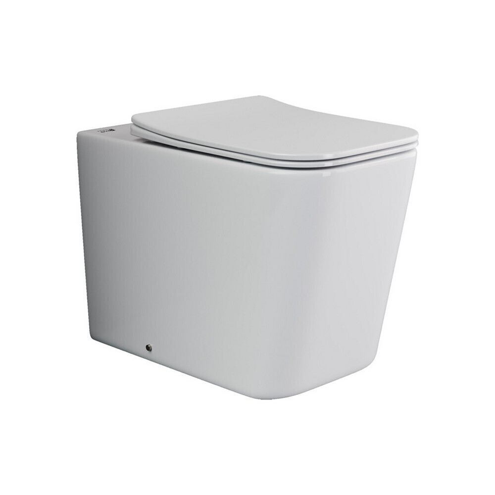 Изображение товара Унитаз напольный приставной Ceramicanova Cubic Rimless с горизонтальным выпуском с сиденьем дюропласт микролифт (CN1809)