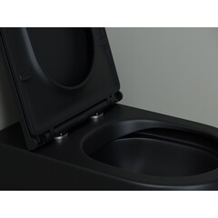 Унитаз напольный приставной Ceramicanova Metropol Rimless с горизонтальным выпуском с сиденьем дюропласт микролифт (CN4004MB) - фото 3