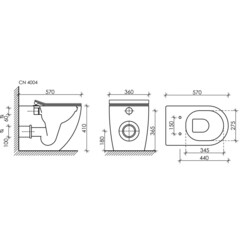Унитаз напольный приставной Ceramicanova Metropol Rimless с горизонтальным выпуском с сиденьем дюропласт микролифт (CN4004) - фото 3