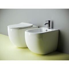 Унитаз напольный приставной Ceramicanova Metropol Rimless с горизонтальным выпуском с сиденьем дюропласт микролифт (CN4004) - фото 5