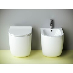 Унитаз напольный приставной Ceramicanova Metropol Rimless с горизонтальным выпуском с сиденьем дюропласт микролифт (CN4004) - фото 4