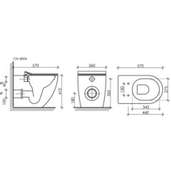Унитаз напольный приставной Ceramicanova Metropol Rimless с горизонтальным выпуском с сиденьем дюропласт микролифт (CN4004) - фото 2
