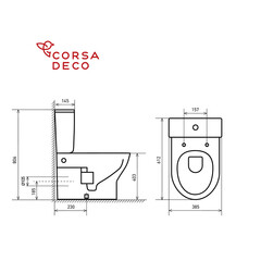 Унитаз-компакт Сorsa Deco FX безободковый с горизонтальным выпуском с сиденьем дюропласт микролифт белый (TPFX610SR) - фото 13