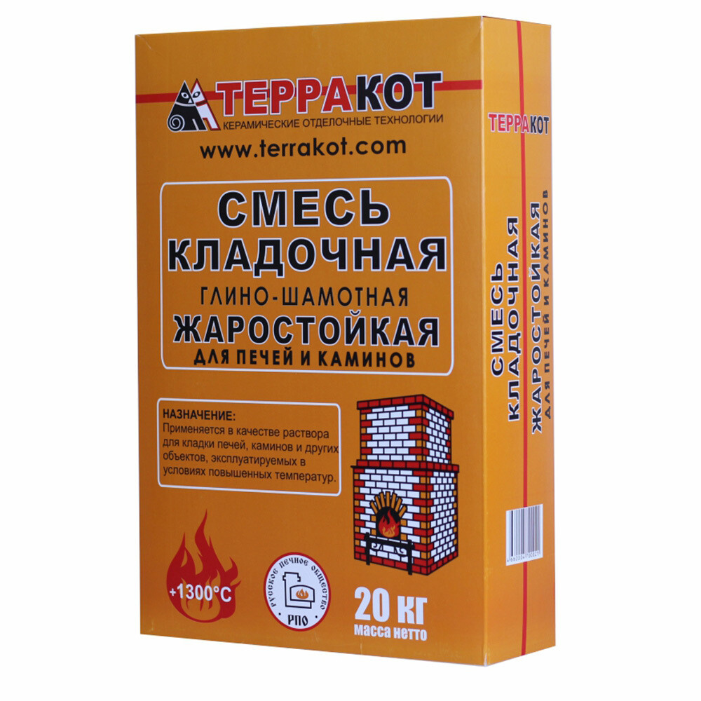 Изображение товара Кладочная смесь Терракот серая 20 кг для печей и каминов огнеупорная