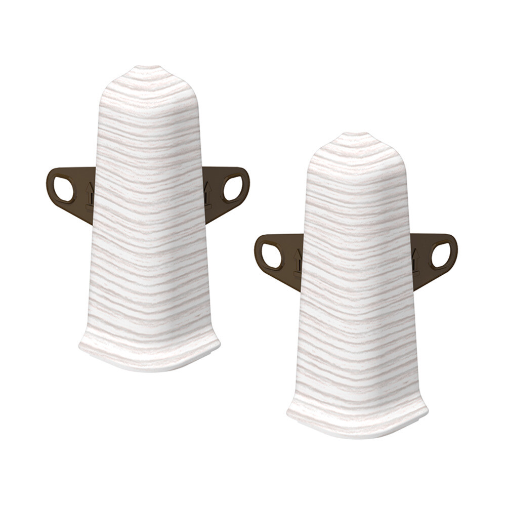 Изображение товара Угол наружный Идеал Деконика 70 мм ясень бьянко 2 шт - декоративное решение для плинтусов