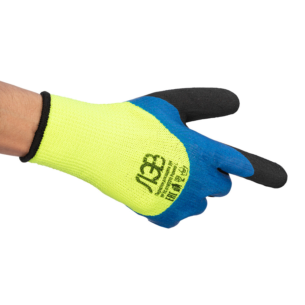 Изображение товара Перчатки акриловые утепленные с двойным латексным покрытием ЛЭВ Сигнал салатовые L