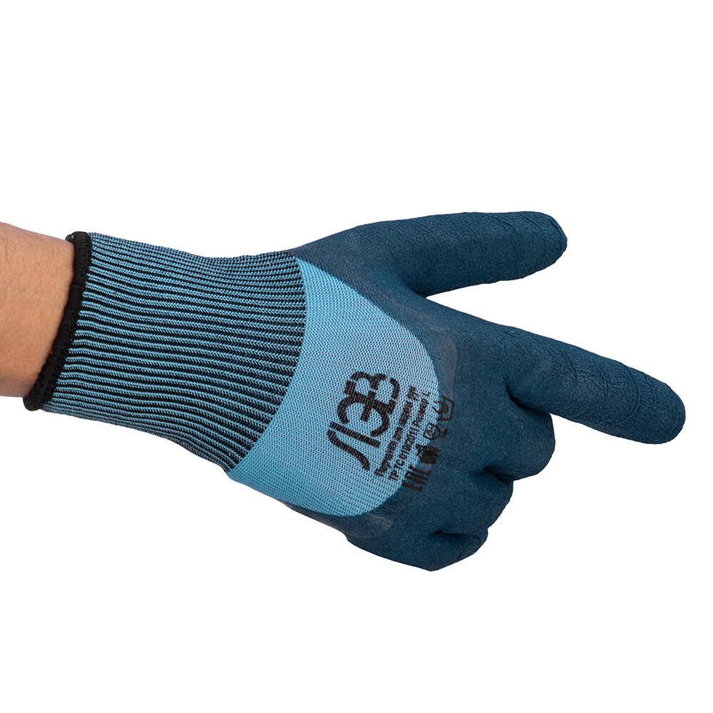 Изображение товара Полиэфирные защитные перчатки ЛЭВ с латексным покрытием синий 10 L