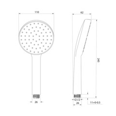 Лейка для душа Milardo Essential d110 мм 1 режим без шланга пластик хром (ESS1F11M18) - фото 2