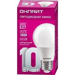 Лампа светодиодная Онлайт E27 4000К 10 Вт 820 Лм 220 В груша A60 матовая - фото 2
