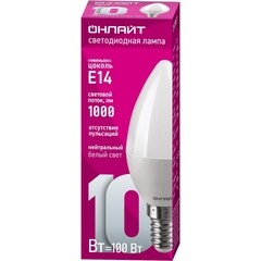 Лампа светодиодная Онлайт E14 4000К 10 Вт 750 Лм 220-240 В свеча матовая - фото 2