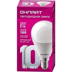 Лампа светодиодная Онлайт E14 4000К 10 Вт 220-240 В шар - фото 2