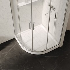 Поддон Abber акриловый 100х100х13 см полукруг белый низкий (AD3A100) - фото 8