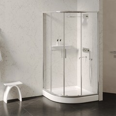 Поддон Abber акриловый 100х100х13 см полукруг белый низкий (AD3A100) - фото 5