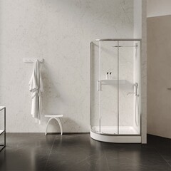 Поддон Abber акриловый 100х100х13 см полукруг белый низкий (AD3A100) - фото 3