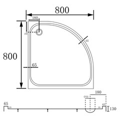 Поддон Abber акриловый 80х80х13 см полукруг белый низкий (AD3A080) - фото 2