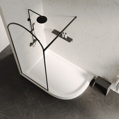 Поддон Abber акриловый 100х90х13 см полукруг белый низкий (AD3E109 L) - фото 5