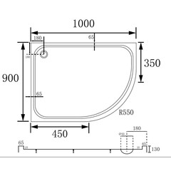 Поддон Abber акриловый 100х90х13 см полукруг белый низкий (AD3E109 L) - фото 2