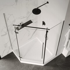 Поддон Abber акриловый 90х90х13 см трапеция белый низкий (AD3B090) - фото 4