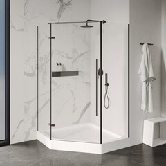 Поддон Abber акриловый 90х90х13 см трапеция белый низкий (AD3B090) - фото 3