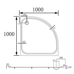 Поддон Abber акриловый 100х100х13 см полукруг белый низкий (AD3A100) - фото 2