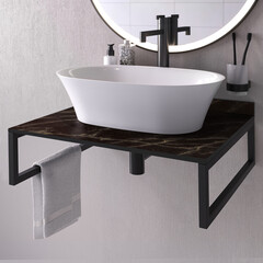 Столешница night quartzite 600х500х12 мм компакт-ламинат с плинтусом Slotex - фото 3